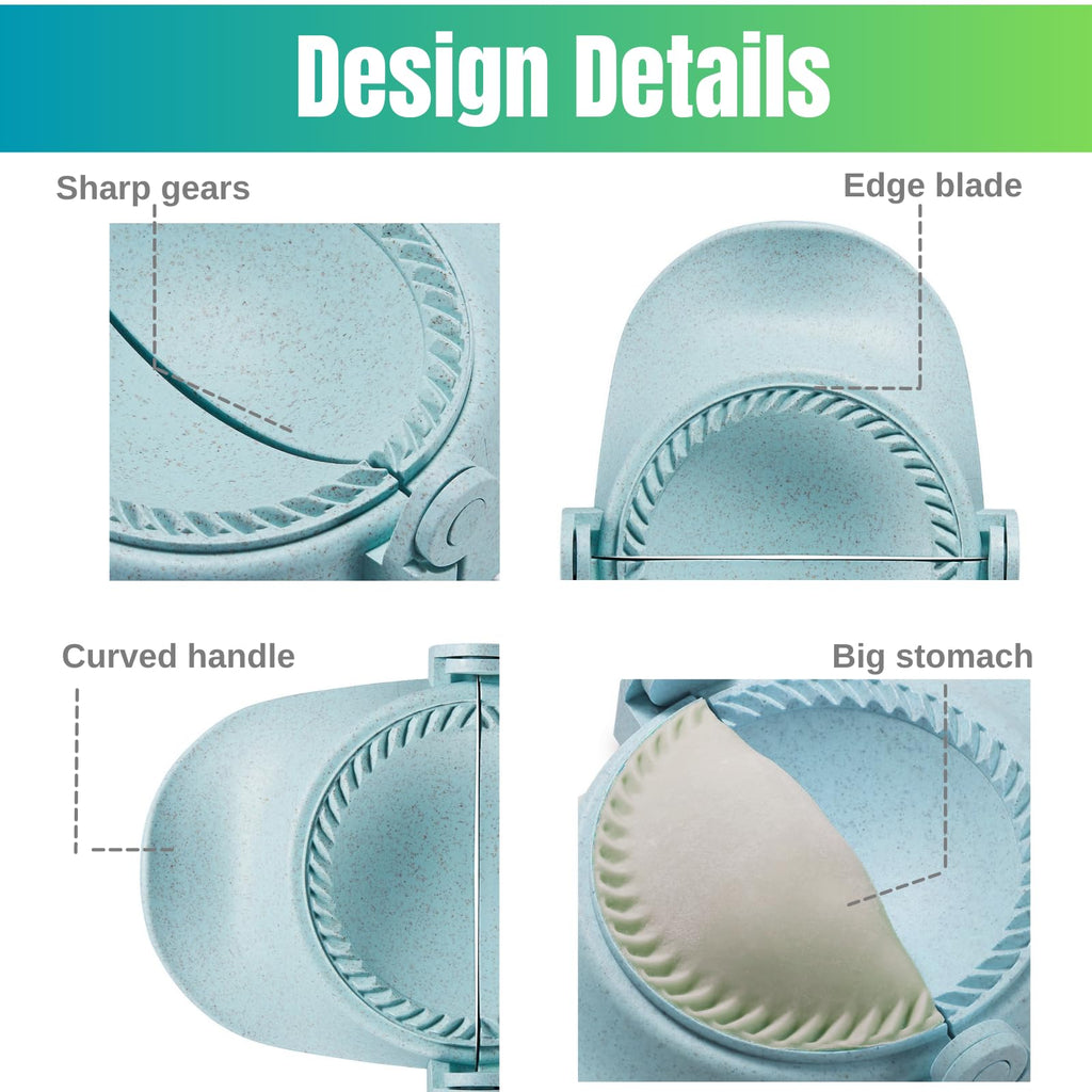 MUMSUNG Empanada Maker Press, 4Size (6"+4"+3"+2.6") Professional Dumpling Maker Mold kit with Dough Cutter and Filling Spoon, Fast to Make Empanadas Jamaican Beef Patties Pierogi pastelitos, Sky Blue