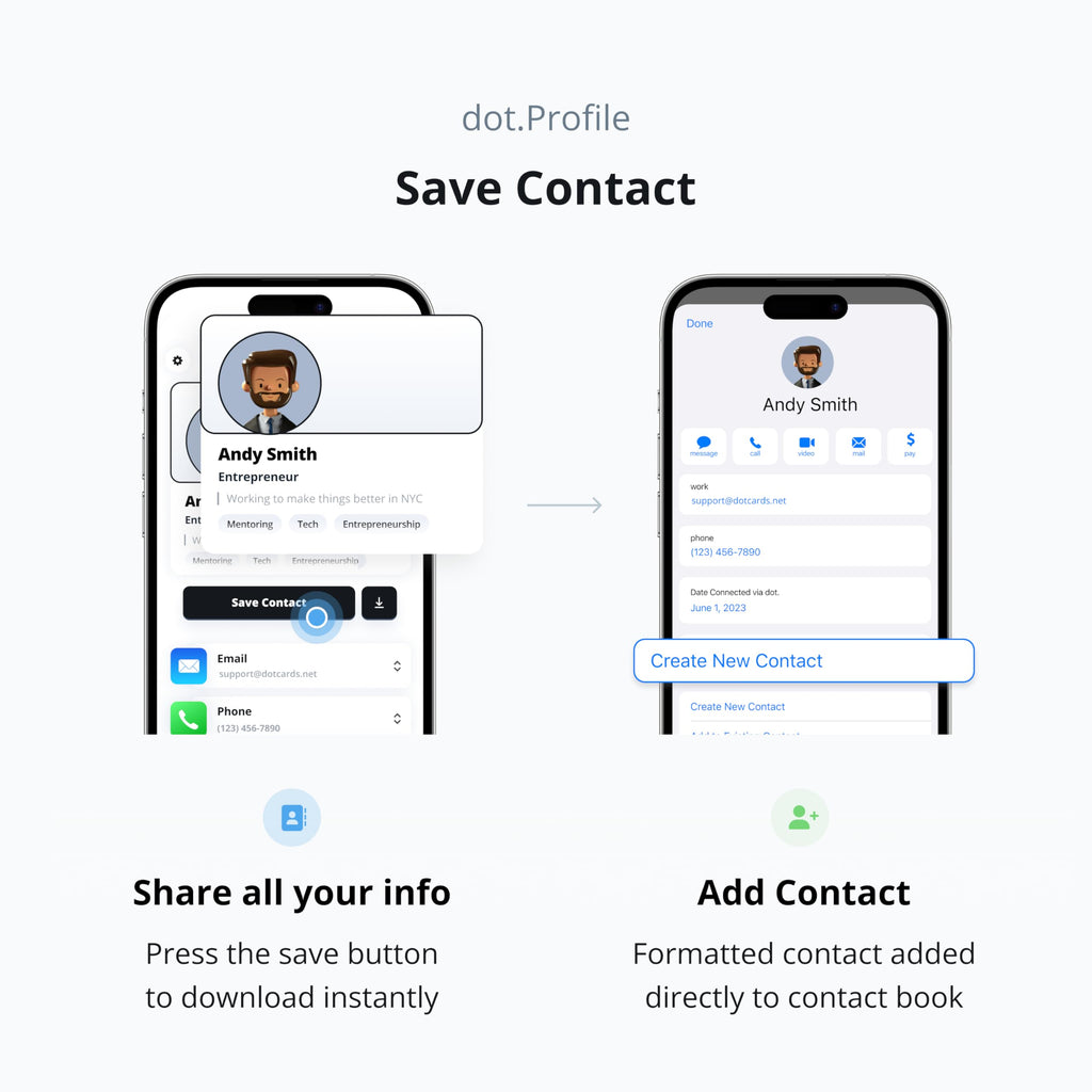 dot. Card - Digital Business Card - Tap Compatible with iPhone & Android (Black)