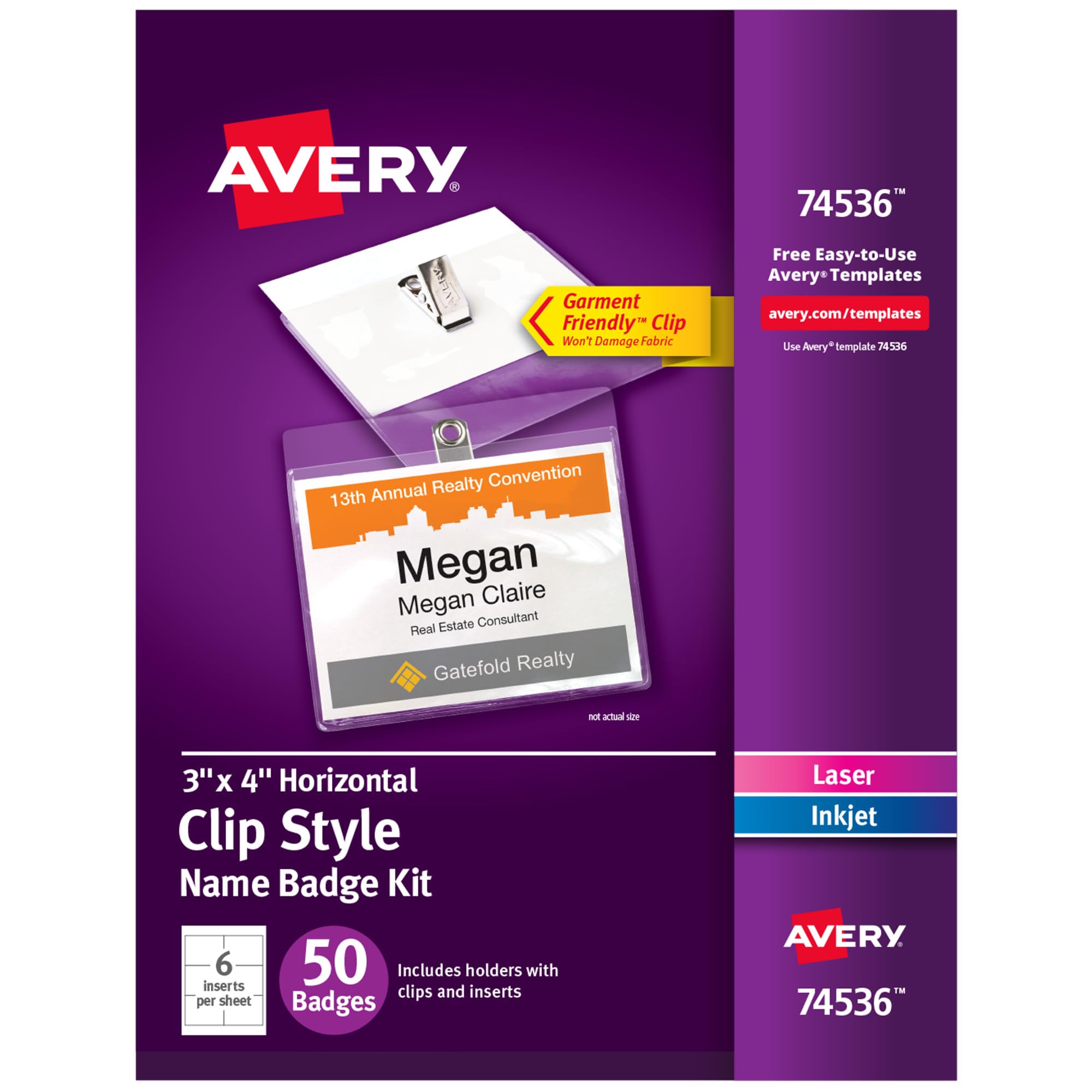 Clip Style Name Badges, Flexible Holder, 3" x 4", White