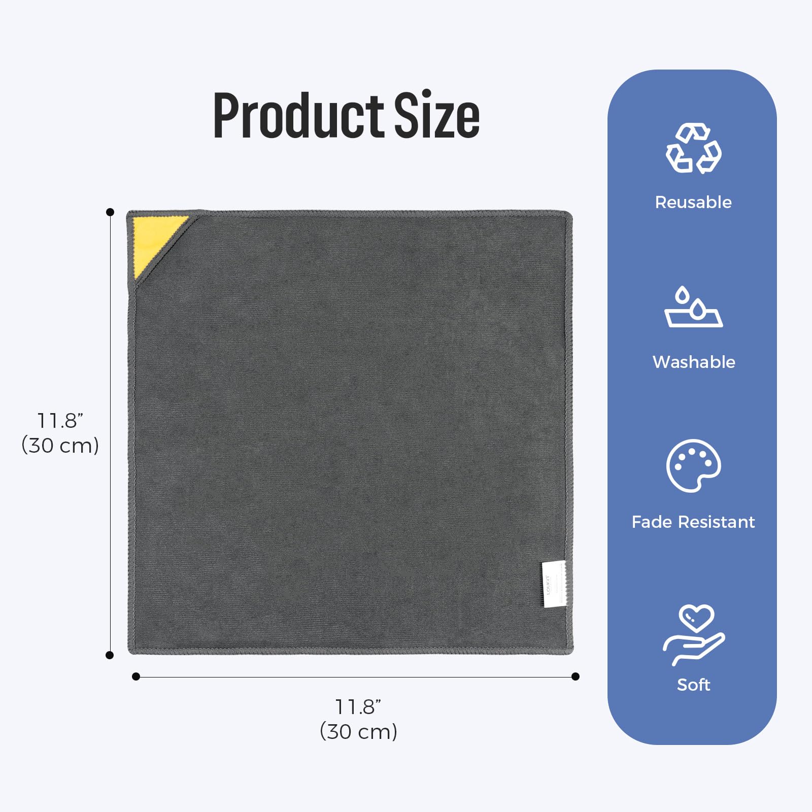 LOUKIN 4pcs Magnetic Whiteboard Cleaning Cloth，Dry Erase Cleaning Cloth for Classroom Home and Office Use, Reusable and Washable, Gray, 12" x 12", One Bottle of 3.4 oz Whiteboard Cleaner Included