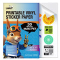 Uinkit Premium Printable Matte Vinyl Sticker Paper for Inkjet Printer and Laser - 30 White Matte Sticker Paper Waterproof - Durability Adhesive Paper 11x17, Fast Dry, Great for Cutting Machines
