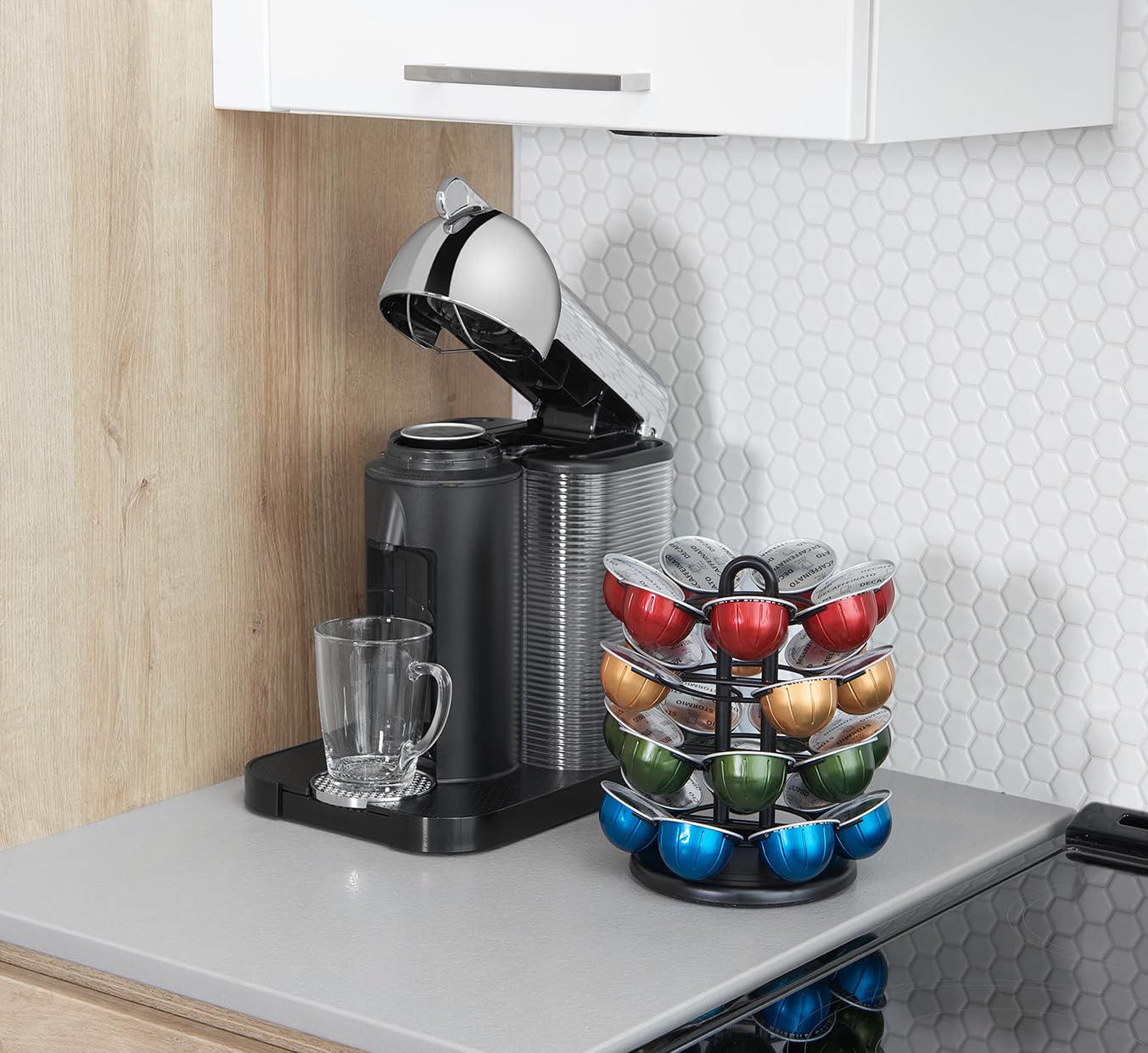 Starfrit Coffee Pod Capsule Carousel - Holds up to 28 Nespresso Vertioline Pods - Lazy Susan Platform – Black