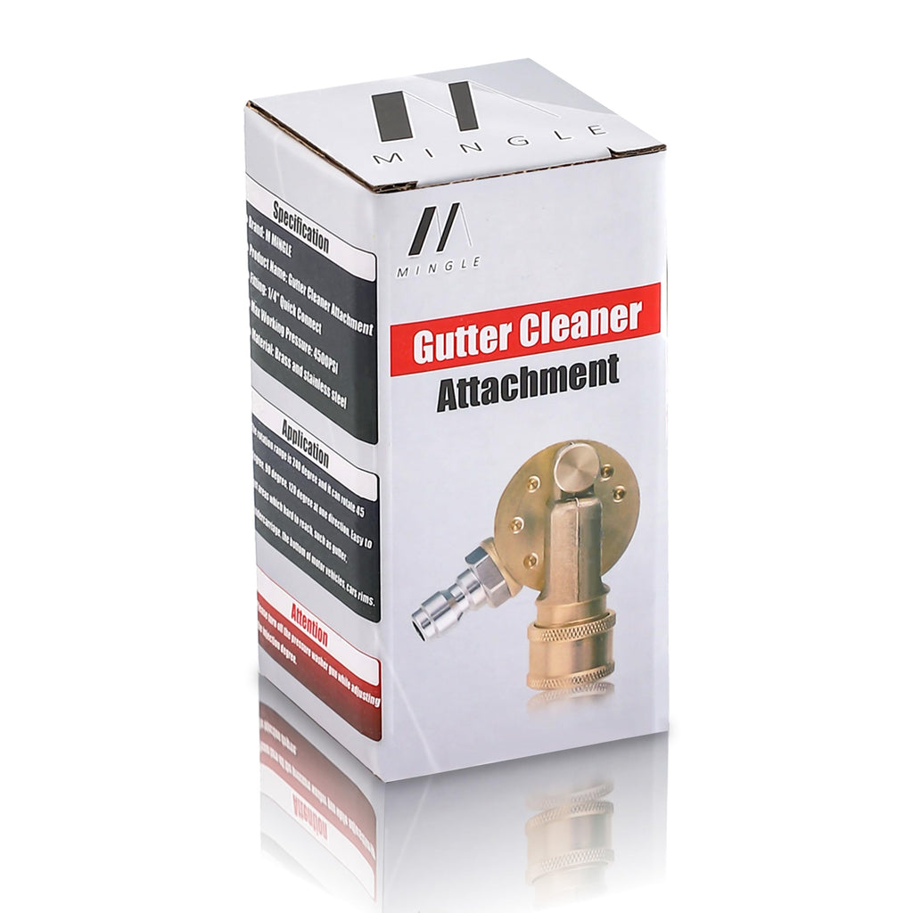 M MINGLE Gutter Cleaner Attachment, Pivoting Coupler for Pressure Washer Nozzle, 240 Degree Rotation, 1/4 Inch Quick Connect, 4500 PSI