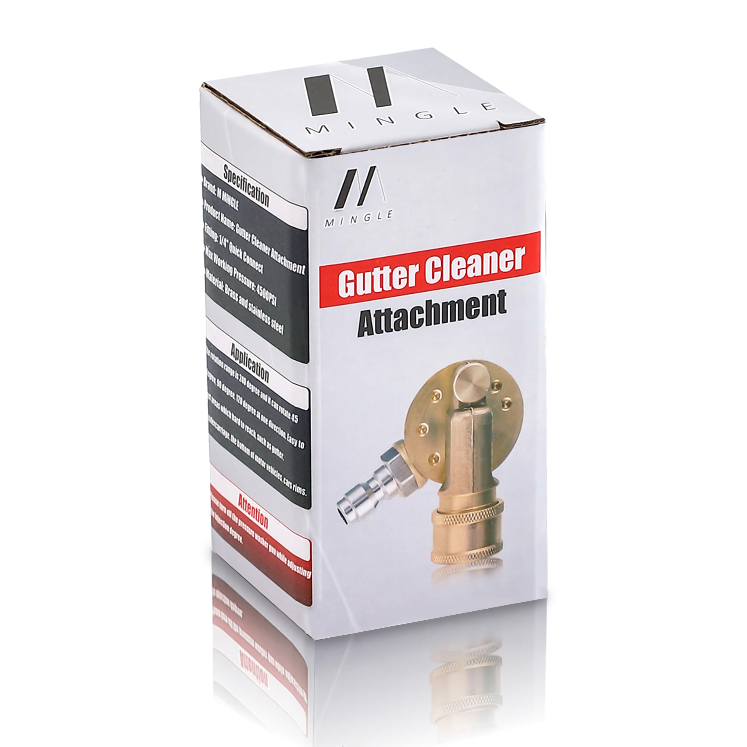 M MINGLE Gutter Cleaner Attachment, Pivoting Coupler for Pressure Washer Nozzle, 240 Degree Rotation, 1/4 Inch Quick Connect, 4500 PSI