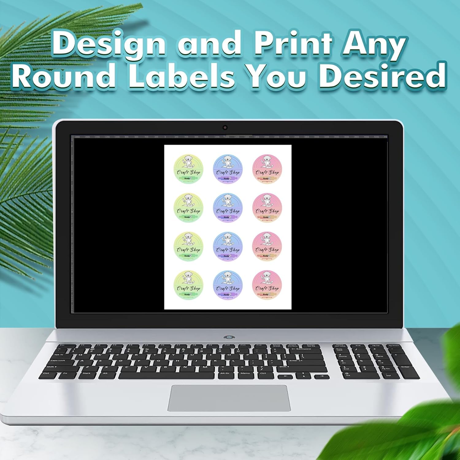 Koala Round Labels 2 Inch, Waterproof Printable Circle Labels for Inkjet and Laser Printer, Matte White, 600 Round Sticker Labels for Brand Logo Stickers, Bottle, Jar Labels