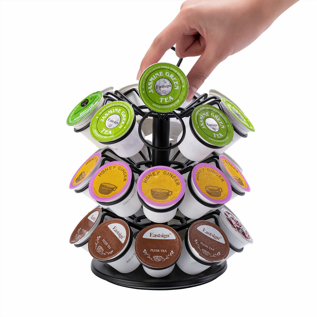 Rice rat K Cup Storage Coffee Capsules Pod Holder Carousel Capsule Display Storage for k cup（27pods-3tiers）