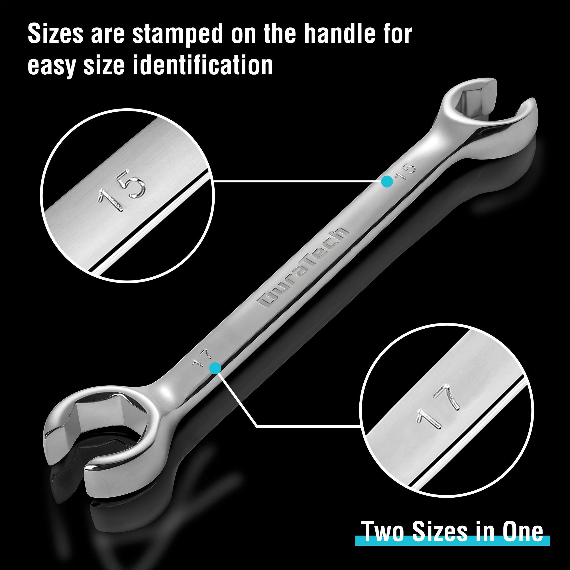 DURATECH Flare Nut Wrench Set, Metric, 3-Piece, 10, 12, 13, 14, 15, 17 mm, CR-V Steel, Organizer Pouch Included