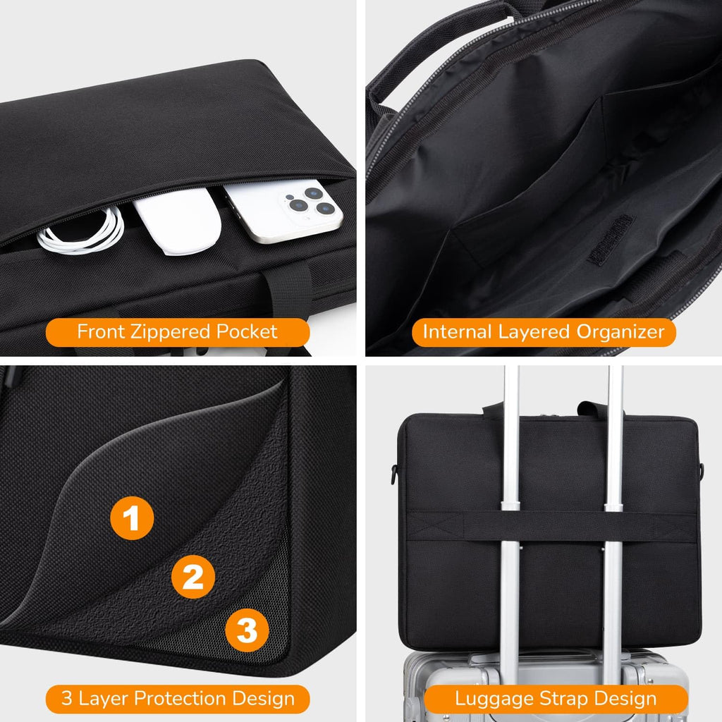 HEDUGO Laptop Bag Case 15.6 Inch Computer Sleeve Messenger Bag with Adjustable Shoulder Strap Briefcase Carry Case for Men Women to Work School Travel,Fit 14 to 16 Inch Laptops