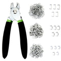 Hog Ring Pliers Kit with 270 Pcs 3/4" 1/2" 3/8" Galvanized Steel Hog Rings,Hog Ring Pliers Kit for Auto Upholstery and Fencing,Bagging,DIYCraft,Furniture