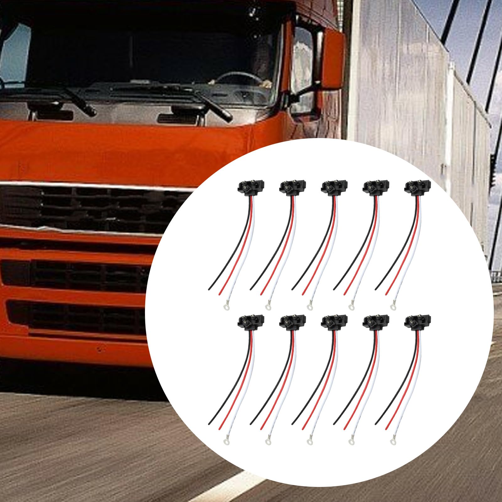 Newnessai 10 Pcs 3-Pin Trailer Connector, 3 Wires Pigtail Harness Plug for Trucks' Stop Turn Tail Backup for 4" Round & 6" Oval