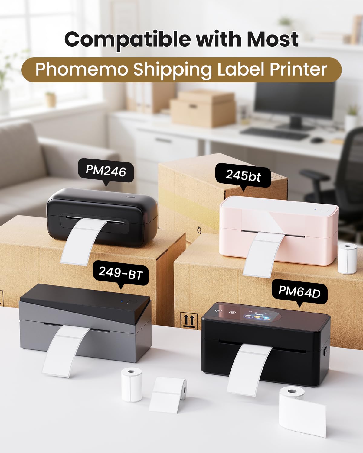 Phomemo [3x230 pcs] Original Labels for M110 M220 M221, 1.57'' x 1.18' (40 x 30mm), Square, White, 230 Labels/Roll, 3 rollls, Multi-Purpose Self-Adhesive Thermal, Also for M120 M200 M100