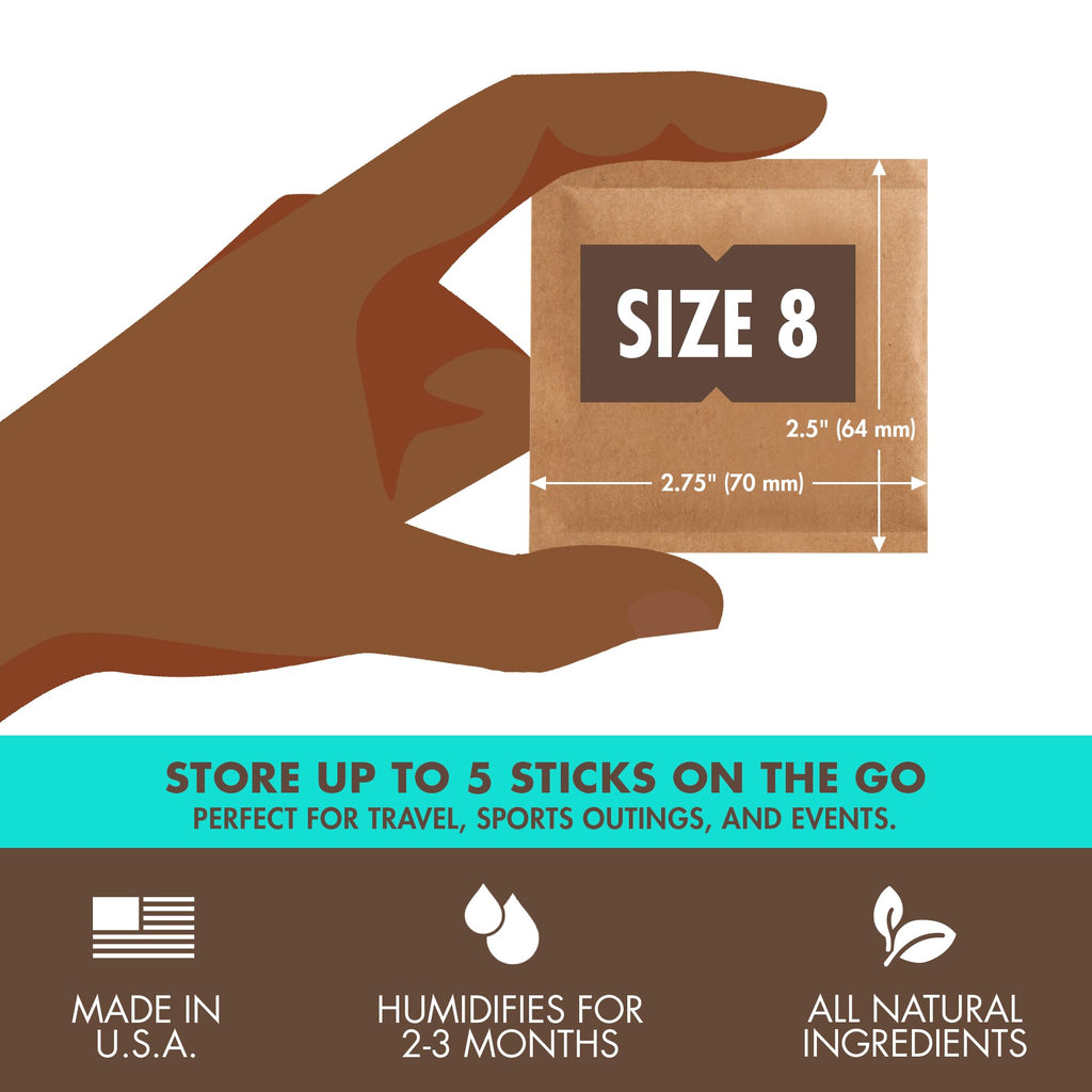 Boveda 75% Two-Way Humidity Control Packs For Storing Up to 5 Items – Size 8 – 10 Pack – For Small Non-Plastic Travel Cases – Moisture Absorbers – Humidifier Packs in Resealable Bag