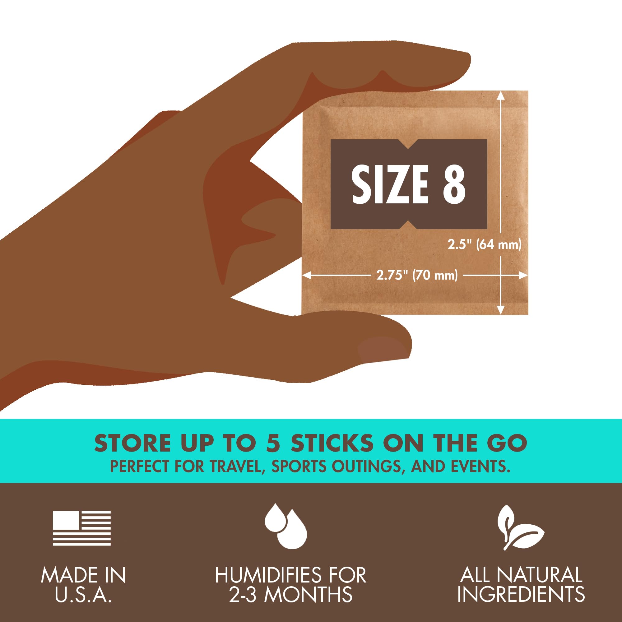 Boveda 75% Two-Way Humidity Control Packs For Storing Up to 5 Items – Size 8 – 10 Pack – For Small Non-Plastic Travel Cases – Moisture Absorbers – Humidifier Packs in Resealable Bag