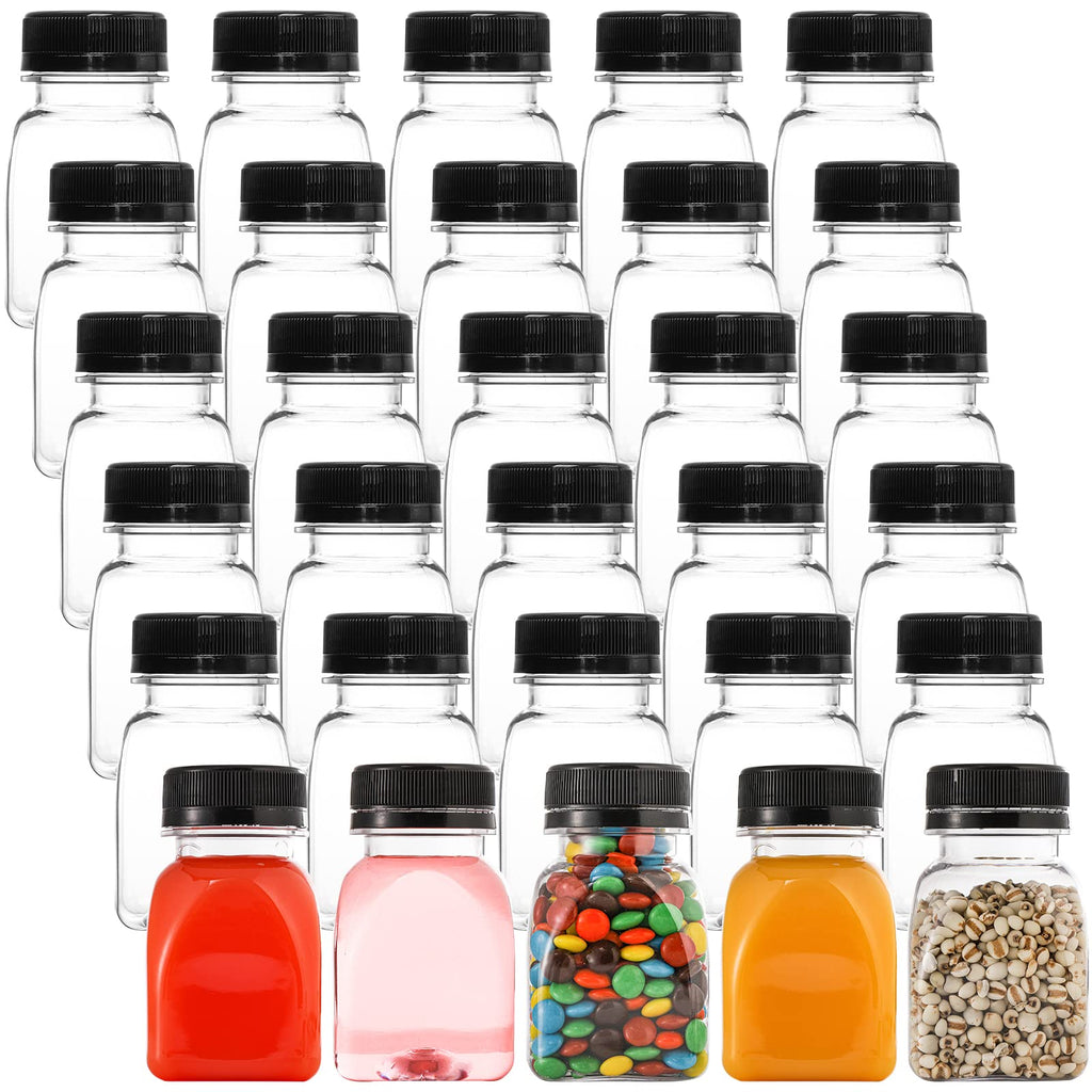 Dicunoy 30 Pack 4 OZ Plastic Juice Bottles with Lid, Mini Ginger Shot Bottles, Empty Small Drink Containers for Mini Fridge, Reusable Small Beverage Bottle for Juice, Smoothie, Milk, Cold Beverage