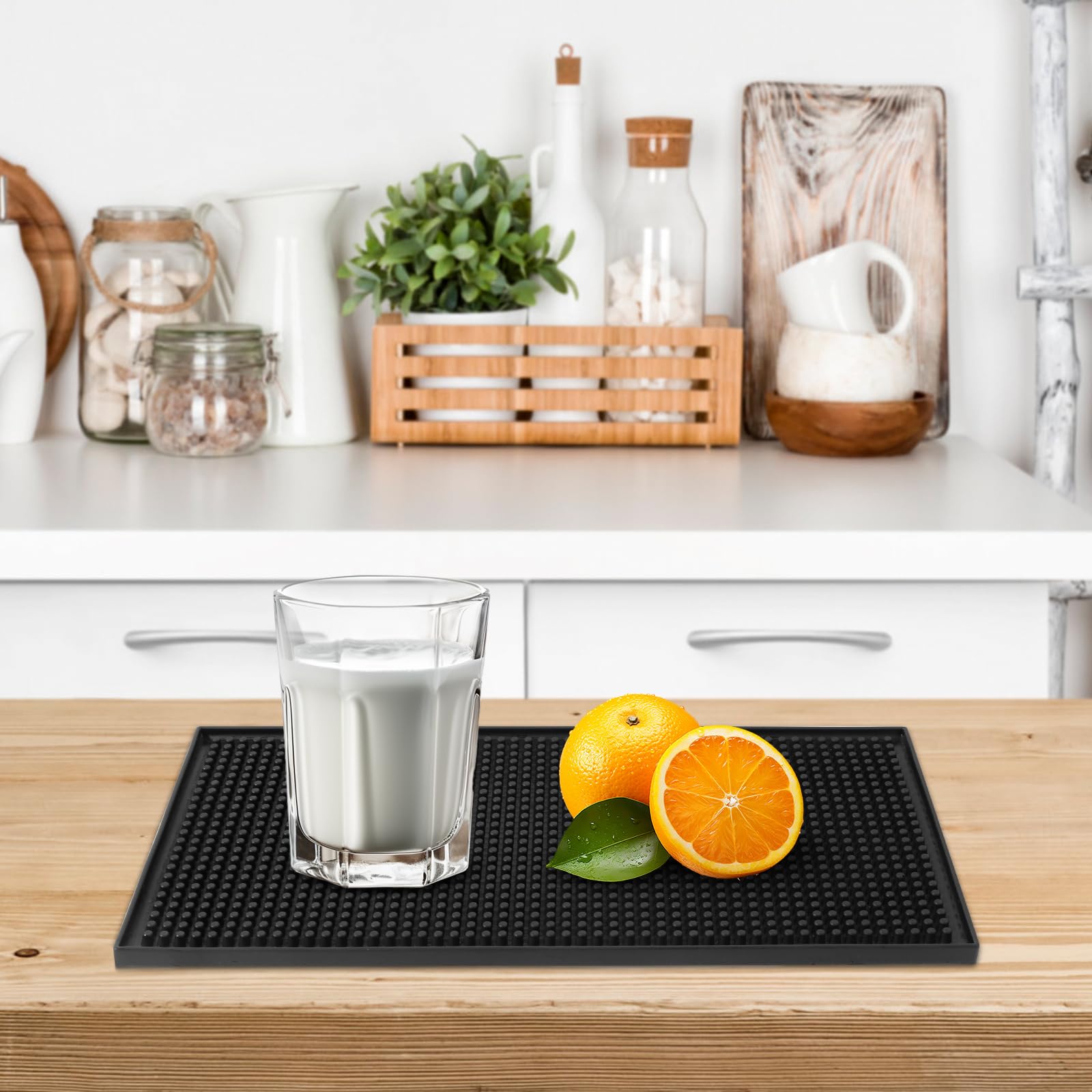 2 Pack Heavy-Duty Bar Mat Pad PVC Rubber Dish Drying Spill Matting for KTV Bar Glass Home (S)
