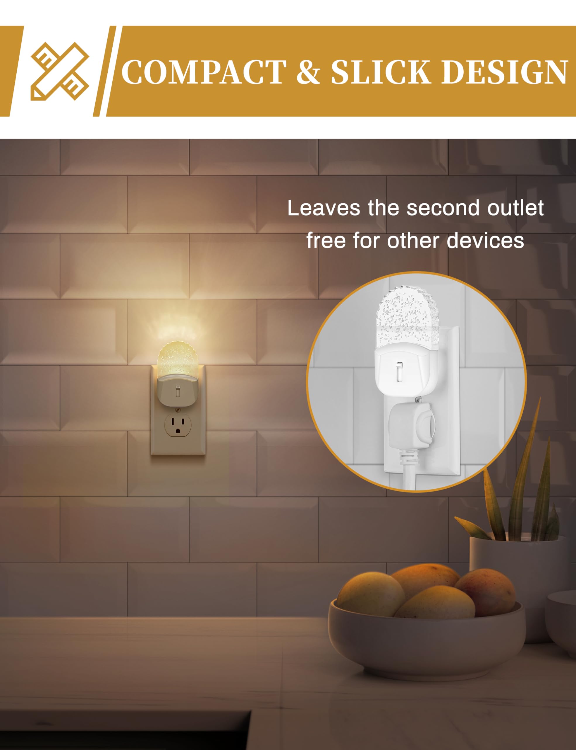 LED Night Light, Baby Night Light [2 Pack], Plug in Night Light with Auto Dusk to Dawn Sensor, Adjustable Brightness Night Light for Kids, Bathroom, Bedroom, Nursery Room, Soft White 3000k