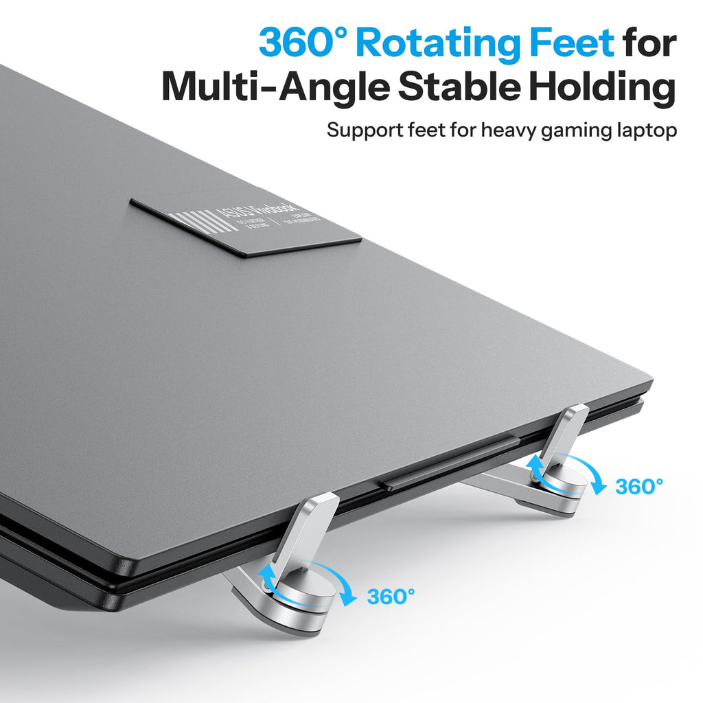 OMOTON LA15 360° Rotation Auto-Locking Laptop Stand for Desk, 6-Level Adjustable Aluminum Riser & Portable Foldable Holder for MacBook Tablet up to 15.6"