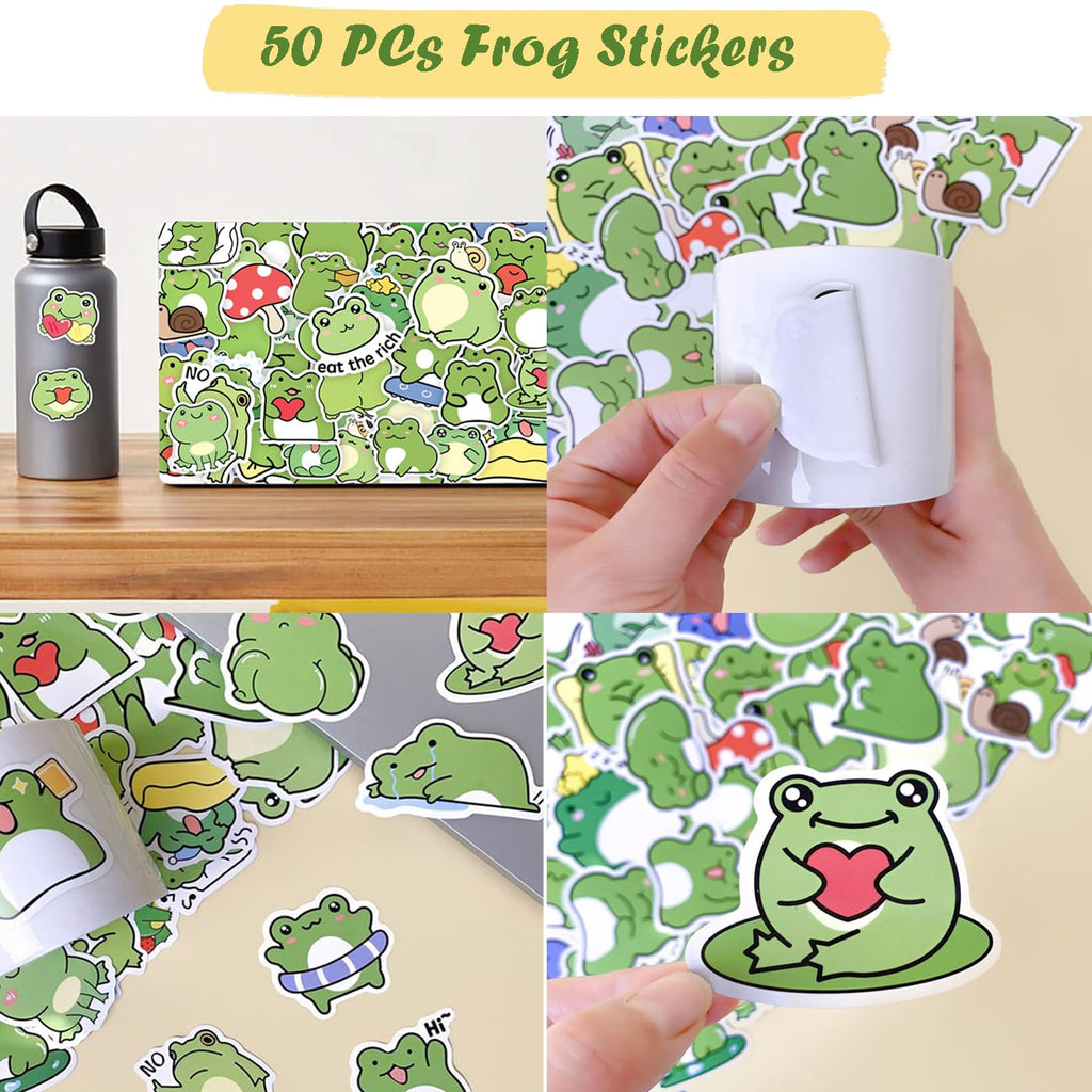 400Pcs Cute Frog Stationery Set, Kawaii Office Supplies Includes Fun Pencil Case Gel Ink Pens, Cartoon Sticky Notes Mini Notebooks Stickers Card Case As Bulk Party Gifts(Frog)