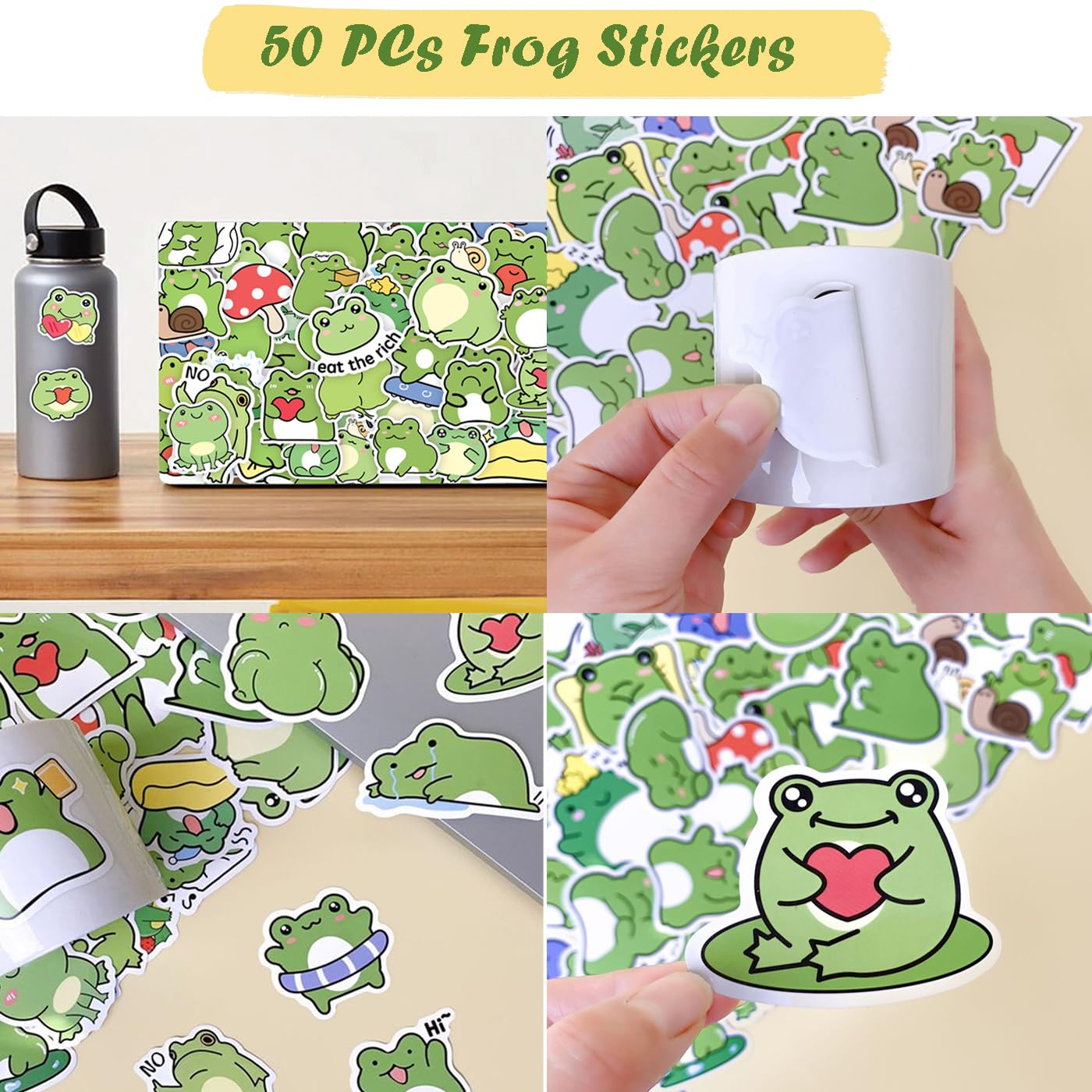 400Pcs Cute Frog Stationery Set, Kawaii Office Supplies Includes Fun Pencil Case Gel Ink Pens, Cartoon Sticky Notes Mini Notebooks Stickers Card Case As Bulk Party Gifts(Frog)