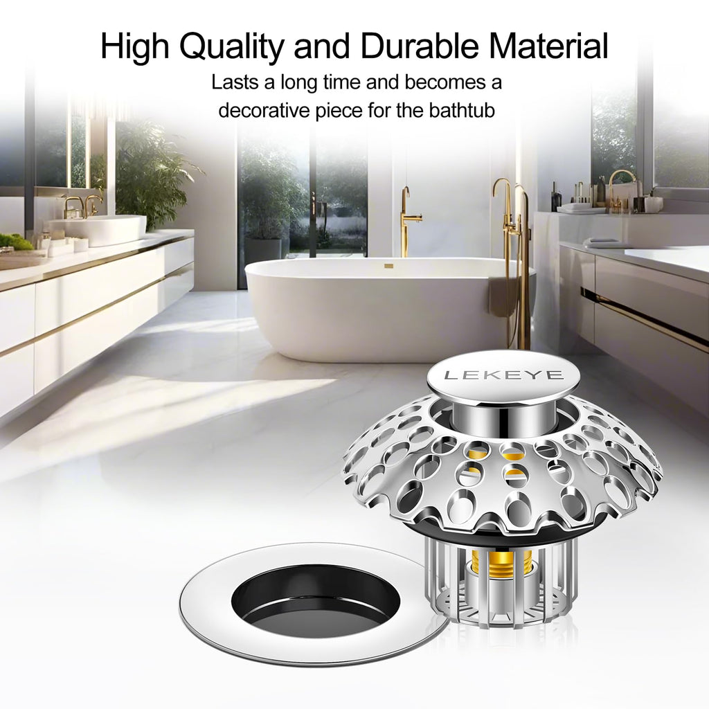 LEKEYE Tub Stopper | Shower Drain Hair Catcher | Bathroom Bathtub Plug | Pop Up Bathtub Drain Stopper for 1-1/2" to 1-3/4" Bath Drain Hole