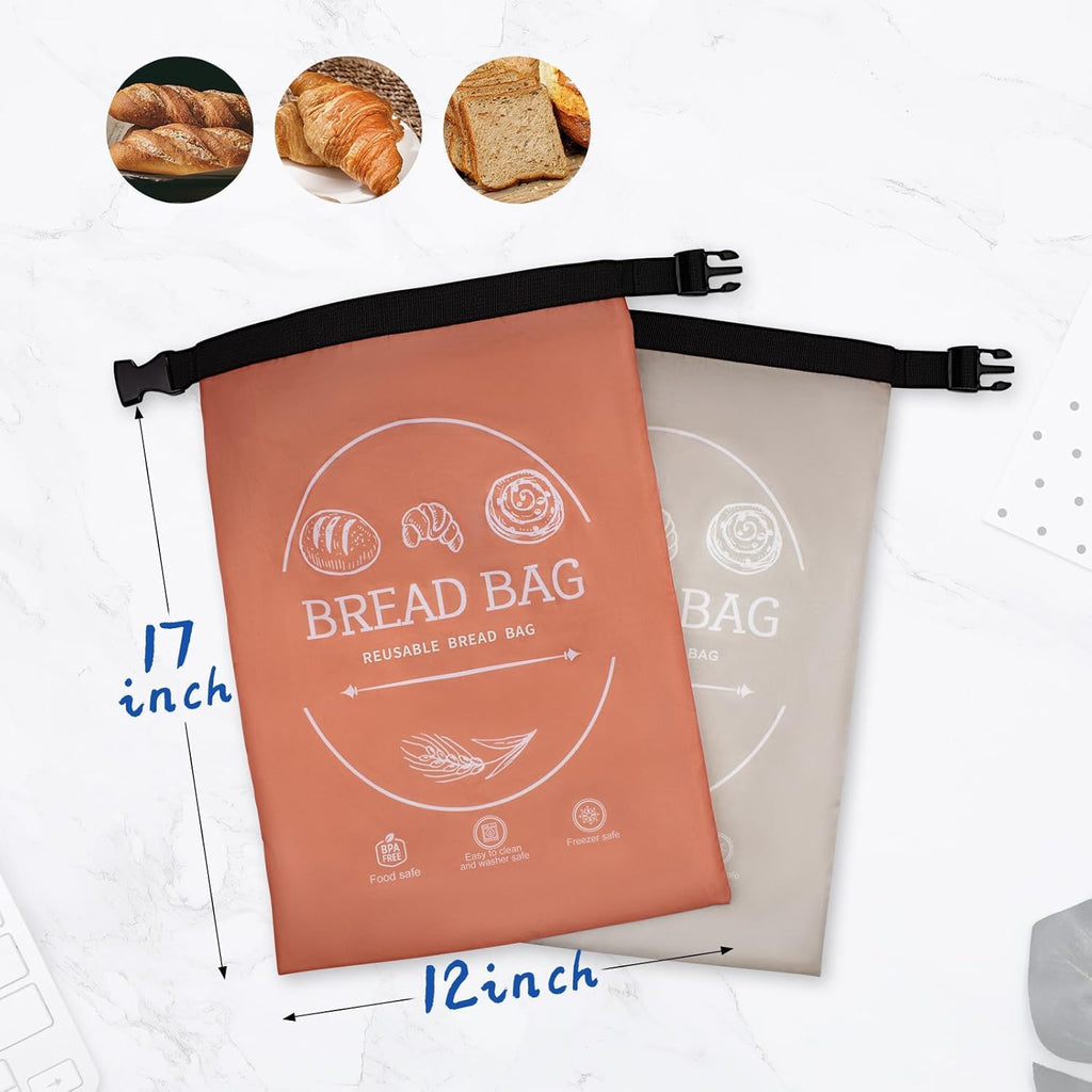 2 Pack XL Reusable Beeswax Bread Bags for Homemade Bread, Sourdough Bread Baking Supplies, Sourdough Bread Bags for Bread Storage Keep Sourdough Fresh, Freezer-Safe, Eco-Friendly (Orange&Grey)
