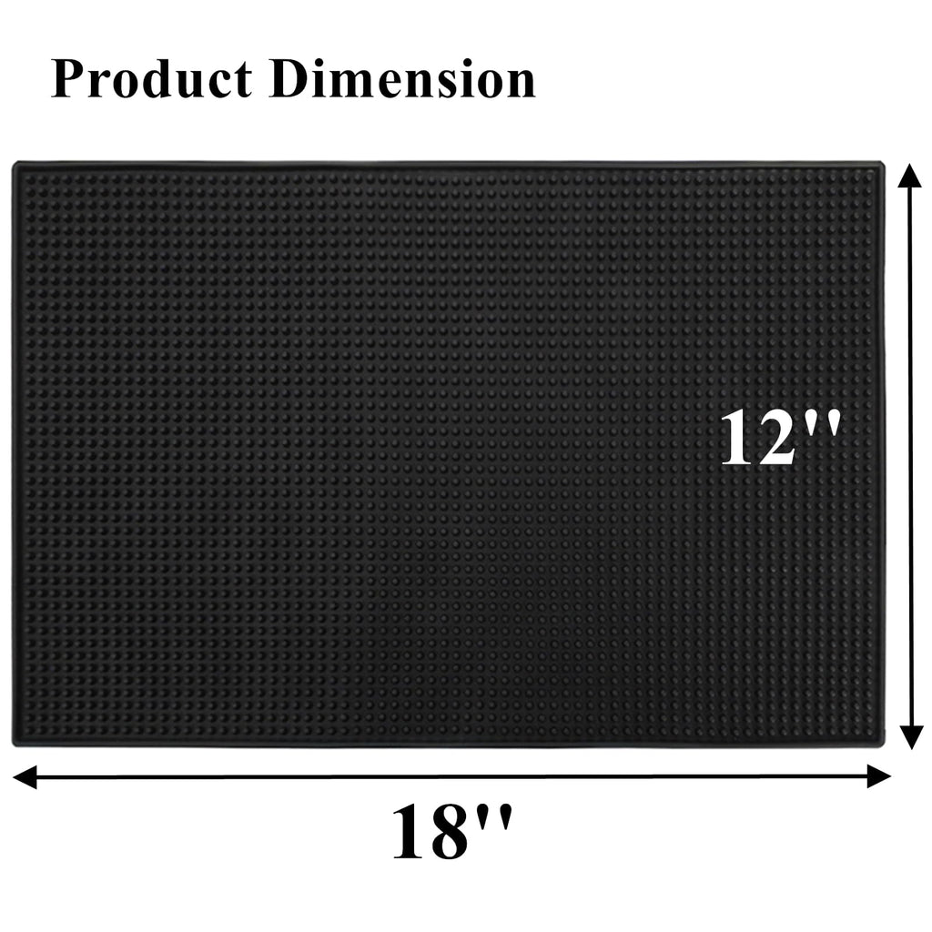 Tebery 2 Pack Rubber Bar Mat 18 x 12, Thick Durable and Stylish Black Bar Spill Mat. Non Slip, Non-Toxic, Service Mat for Coffee, Bars, Restaurants Counter Top