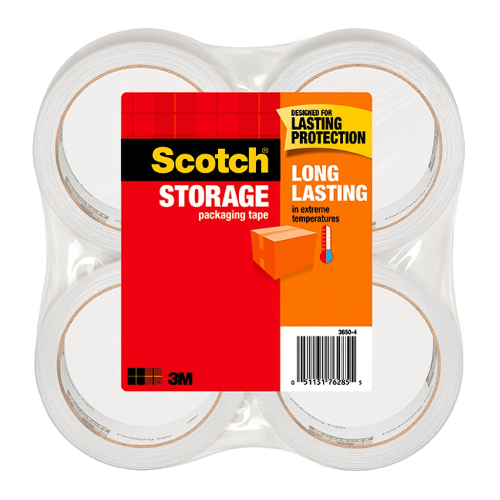 Scotch Long Lasting Shipping, Packing, and Storage Tape, 48 mm x 50 m, 4 -Pack