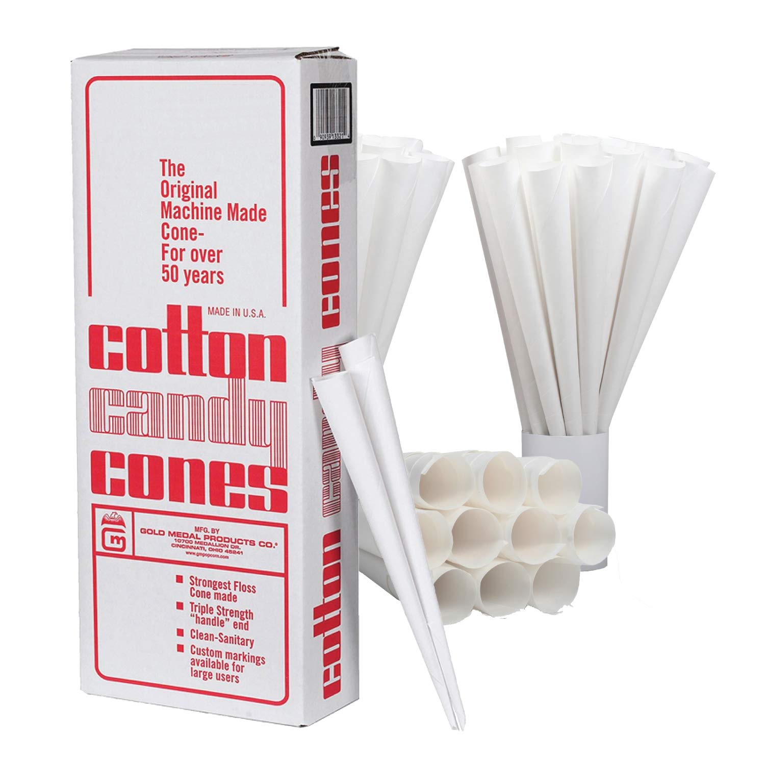 Cotton Candy Cones (12 Inch) Case of 200 Disposable Paper Sticks Count - by Carnival Canada
