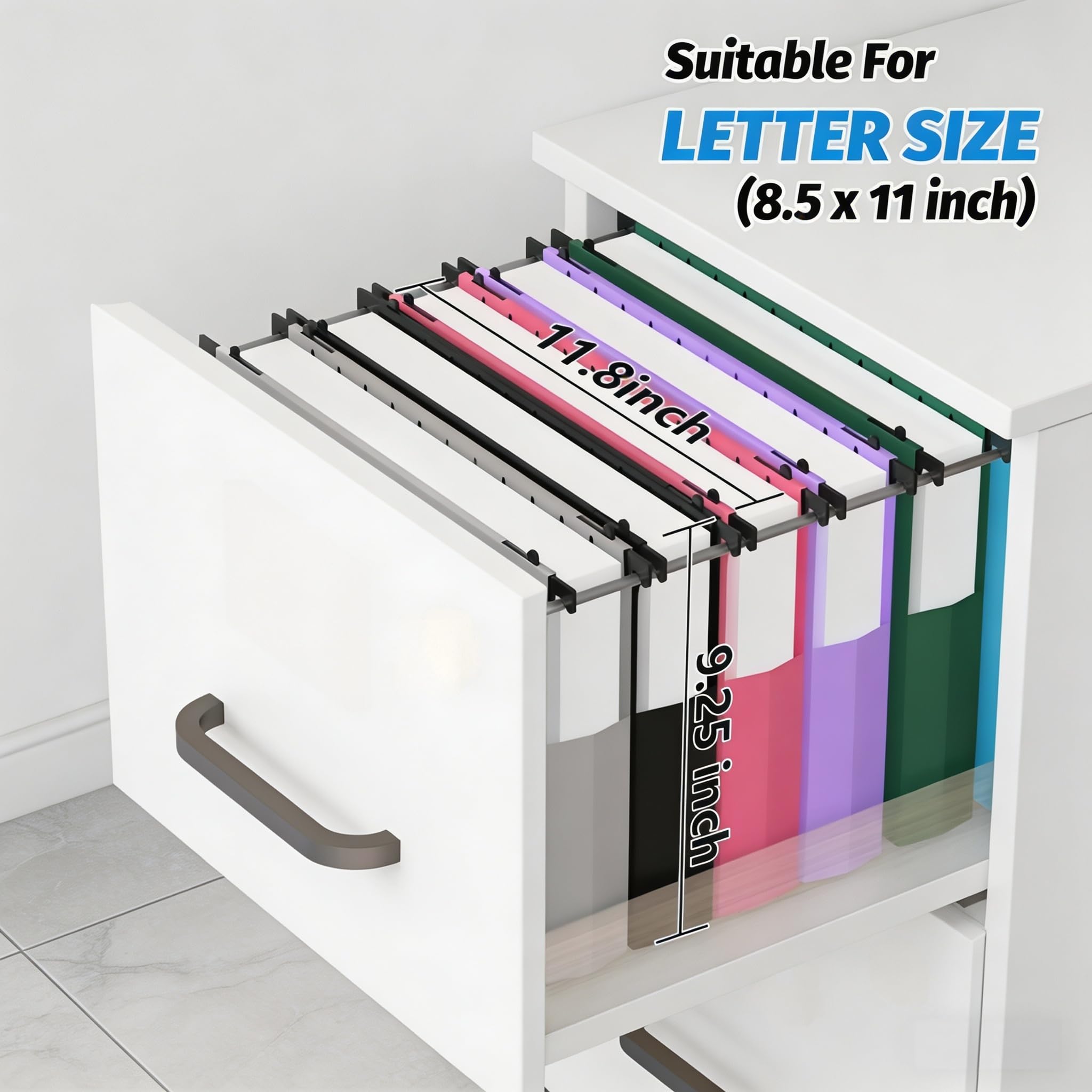 Extra Capacity Plastic Hanging File Folders,6 Pack Reinforced Expanding Hang Folder Letter Size,Accordian Pocket,Heavy Duty 2 Inch Expansion,Hanging Folder Organizer for Office Home,Assorted Colors