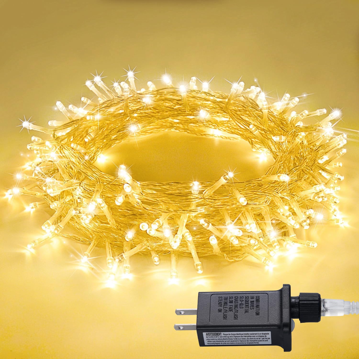 JMEXSUSS Warm White Indoor String Lights for Bedroom, 8 Modes Plug in Twinkle Fairy Lights, 33ft 100LED Christmas Lights Outdoor Waterproof Clear Wire