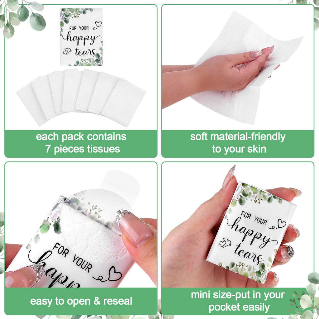 Haiabei 50-Pack Wedding Facial Tissues Items for Welcome Bags for Your Happy Tears Flower Pocket Mini Tissues 4 Ply Travel Size Bulk Individual Tissue Packs Stuffers Gift Bride Groom Mother Guests