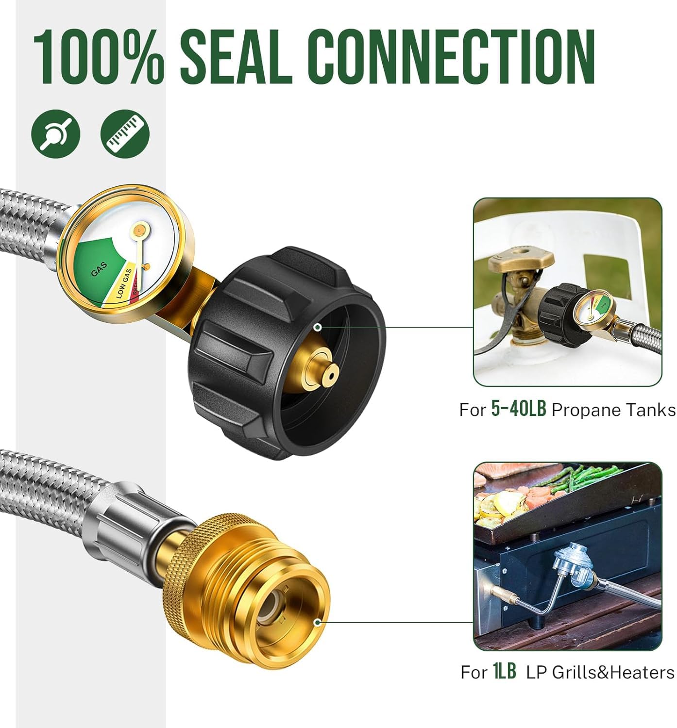 Hose Adapter for Buddy Heater, Q Series Travel Grill/17&22” Griddle/Camping Stove