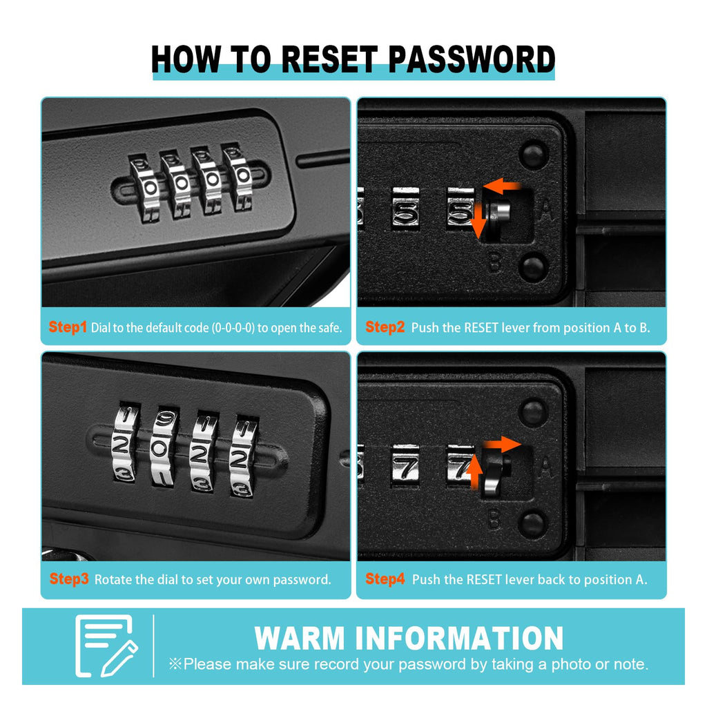 BKNOOU Travel Safe Portable Beach Safe Box Small Combination Safe Anti-Theft Lock Box Safe Waterproof Mini Security Case with Removable Wire Rope Security Box for Home,Office,Hotel,Cars,Travel (Black)