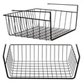 Tebery 2 Pack Black Under Cabinet Storage Shelf Wire Basket Organizer Fit Dual Hooks for Kitchen Pantry Desk Bookshelf