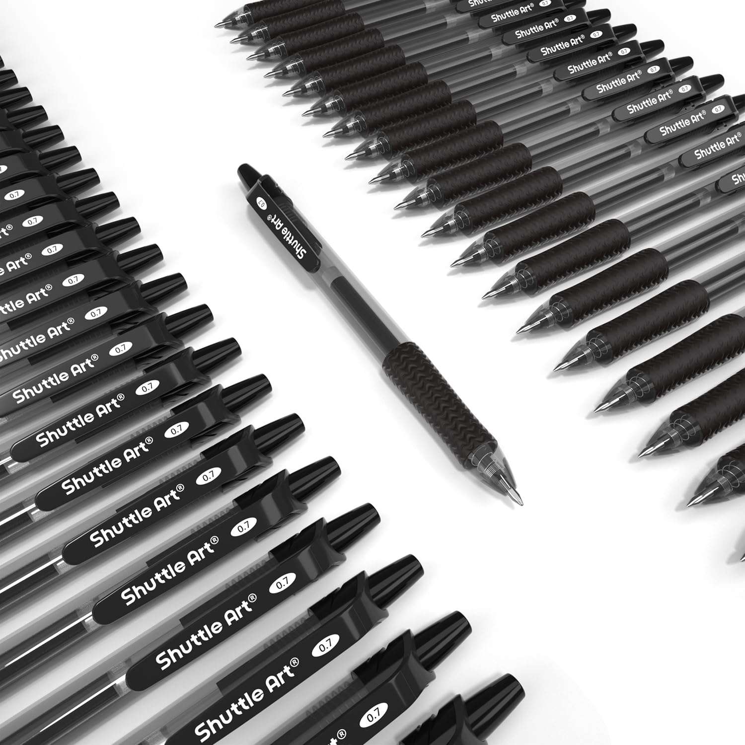 Shuttle Art Black Gel Pens, 48 Pack(20 Gel Pens with 28 Refills) Retractable Medium Point Rollerball Gel Ink Pens Smooth Writing with Comfortable Grip for Office School Home Work