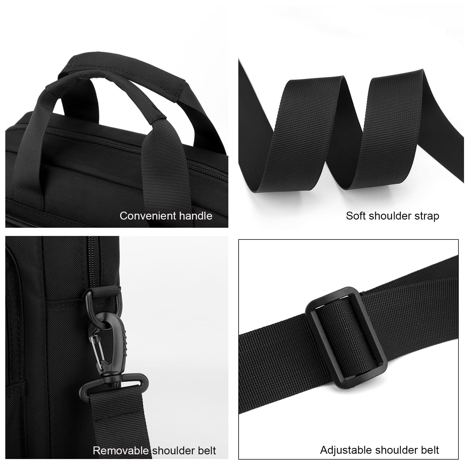 Laptop Bag 15.6 Inch Briefcase for Men Women Waterproof Nylon Lightweight, Shoulder Computer Messenger Handbag for Business Office Work Travel College Black