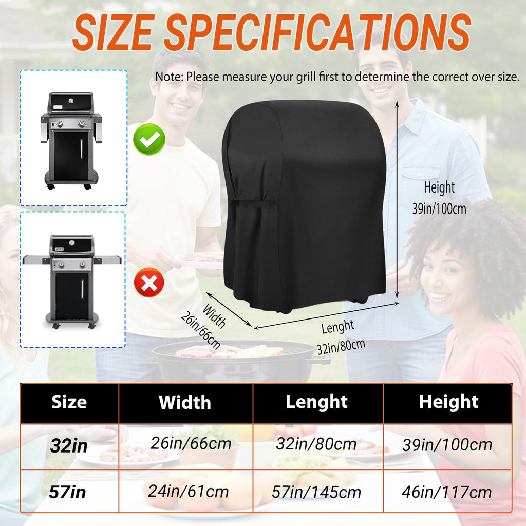 Housse BBQ Cover Grill Cover, 32-inch Heavy Duty Oxford Waterproof Windproof Resistant BBQ Gas Grill Cover for Outdoor Barbecue Fit Most Brands Weber, Brinkmann, Char Broil, Holland (Black, 30 Inch)