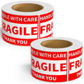 2 Rolls 3" x 5" Handle with Care Fragile Stickers for Shipping and Moving, 500 Labels per Roll, Permanent Adhesive Warning Stickers Fragile Labels