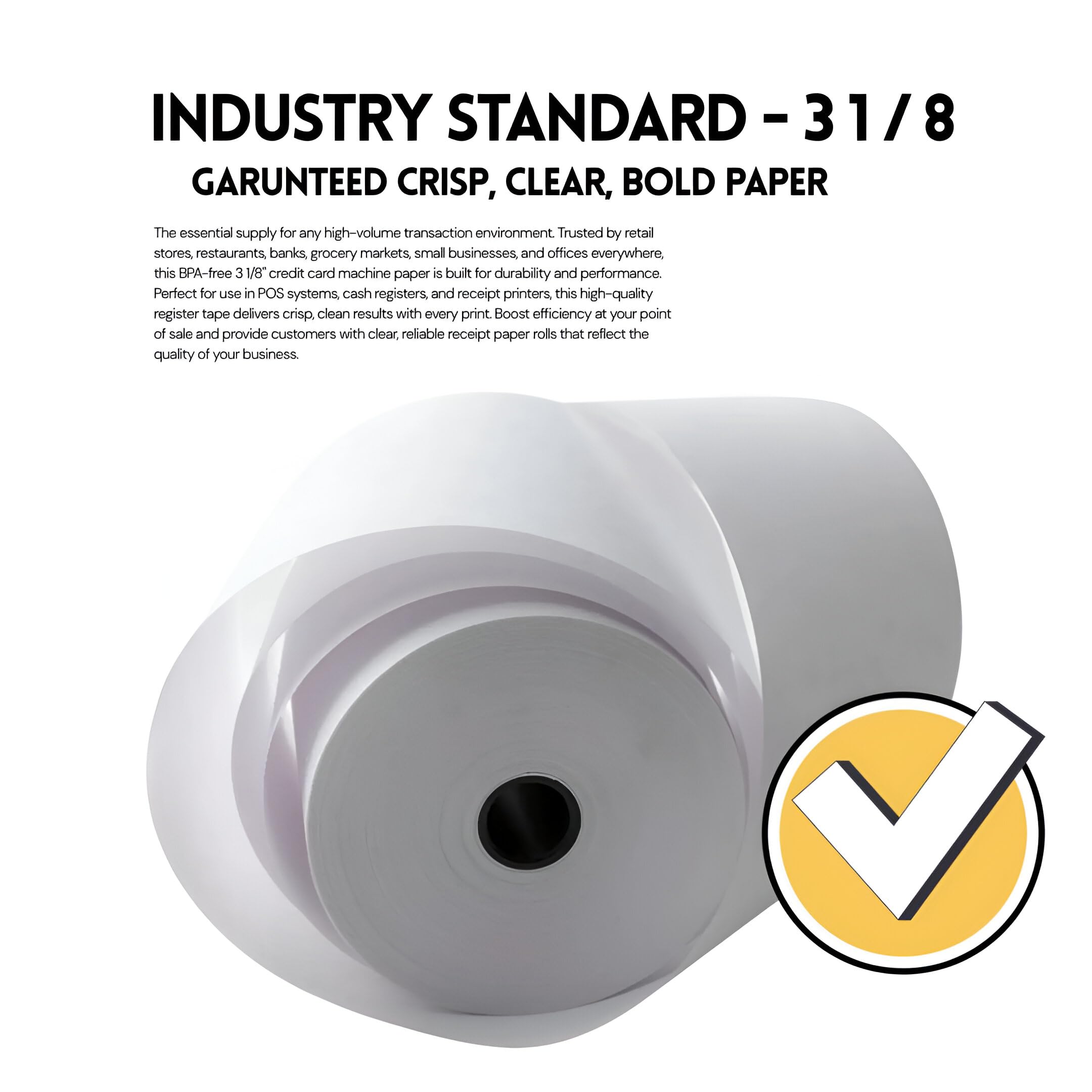 (10 Rolls) 3 1/8" x 230ft Thermal Paper Rolls- BPA Free 80mm, Receipt Paper Rolls for POS Systems, Cash Register, Square Terminal, Clover, Epson TM-T88V, Star TSP100III