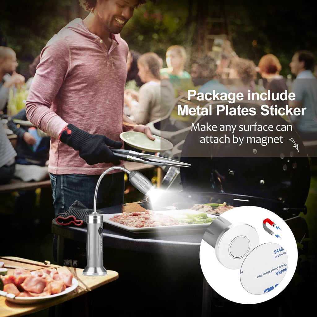 IMAGE Magnetic Ultra-Bright Barbecue Grill Light with Super Bright LED Lights, Magnetic Base Flexible Gooseneck BBQ Light for Grilling,Adjustable Any Gas,Charcoal,Electric Grill White-1 Pair