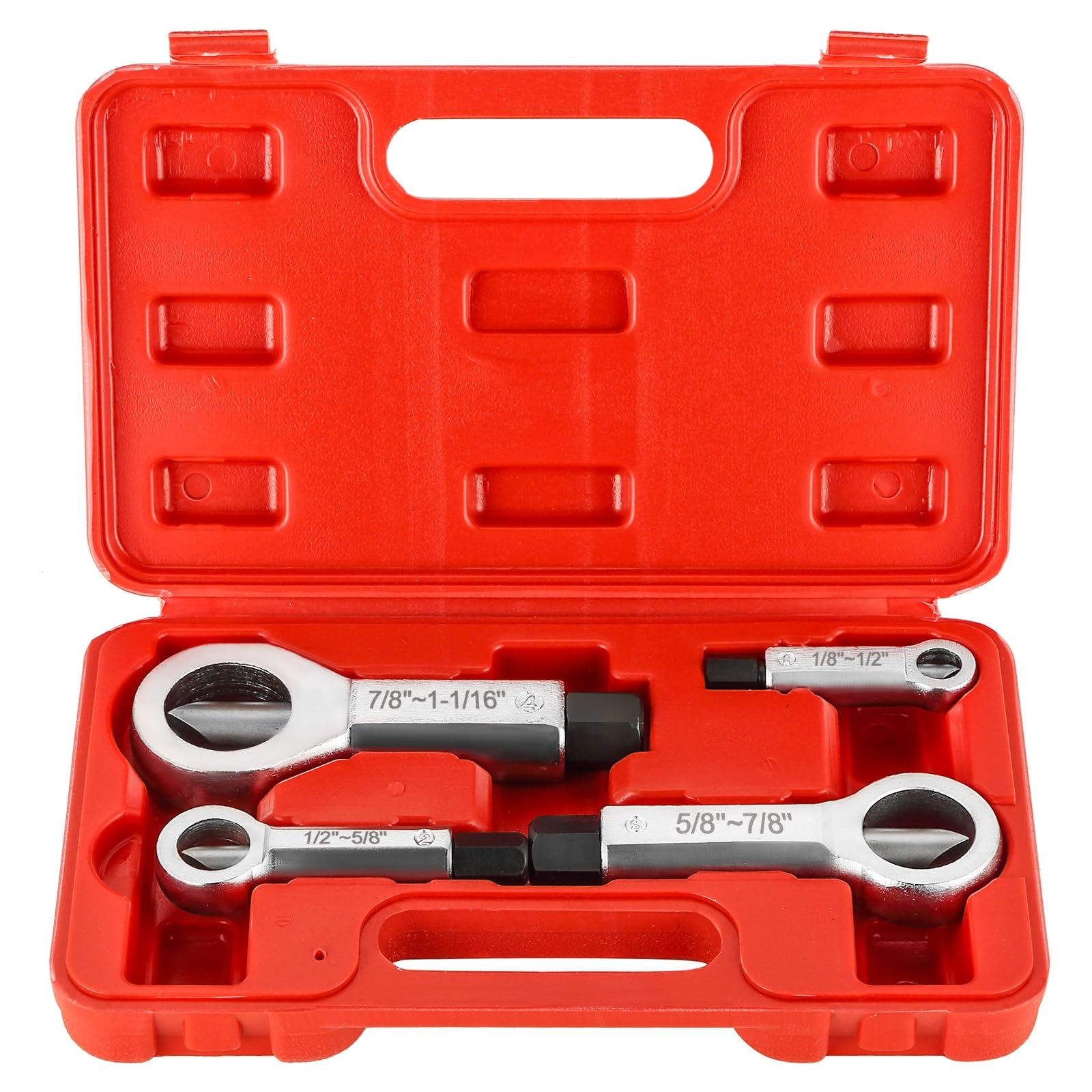 DASBET 4PCS Metal Nut Splitter Set Heavy Duty Nut Splitter Tool Kit for Removing Broken, Damaged & Corroded Nuts, Manual Nut Breaker Extractor 9-27mm