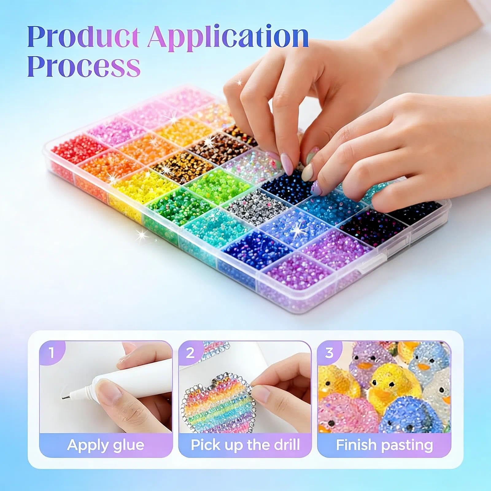 Colorful DIY Resin Rhinestone Kit for Bedazzling, 40 Colors Resin Jelly Rhinestones for Bedazzling, 3mm 32000 Pcs Flatback Gems with B7000 Jewelry Glue,for Diamond Art, Nail Art & Crafts(32000)