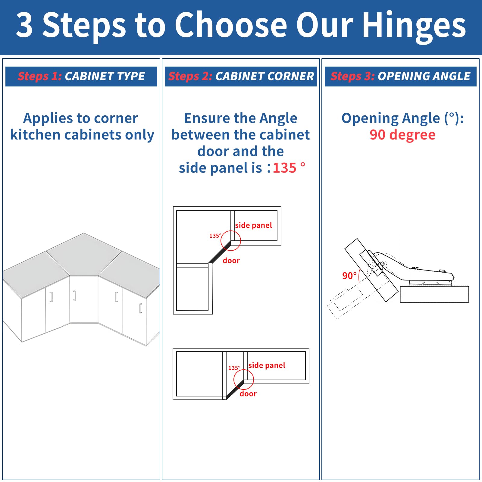 TamBee 1 Pair 45 Degree Hinges Soft Close Cabinet Corner Hinges Kitchen Cupboard Concealed Hinges Stainless Steel Hydraulic Buffer Dampers for Cabinet Door with Screws
