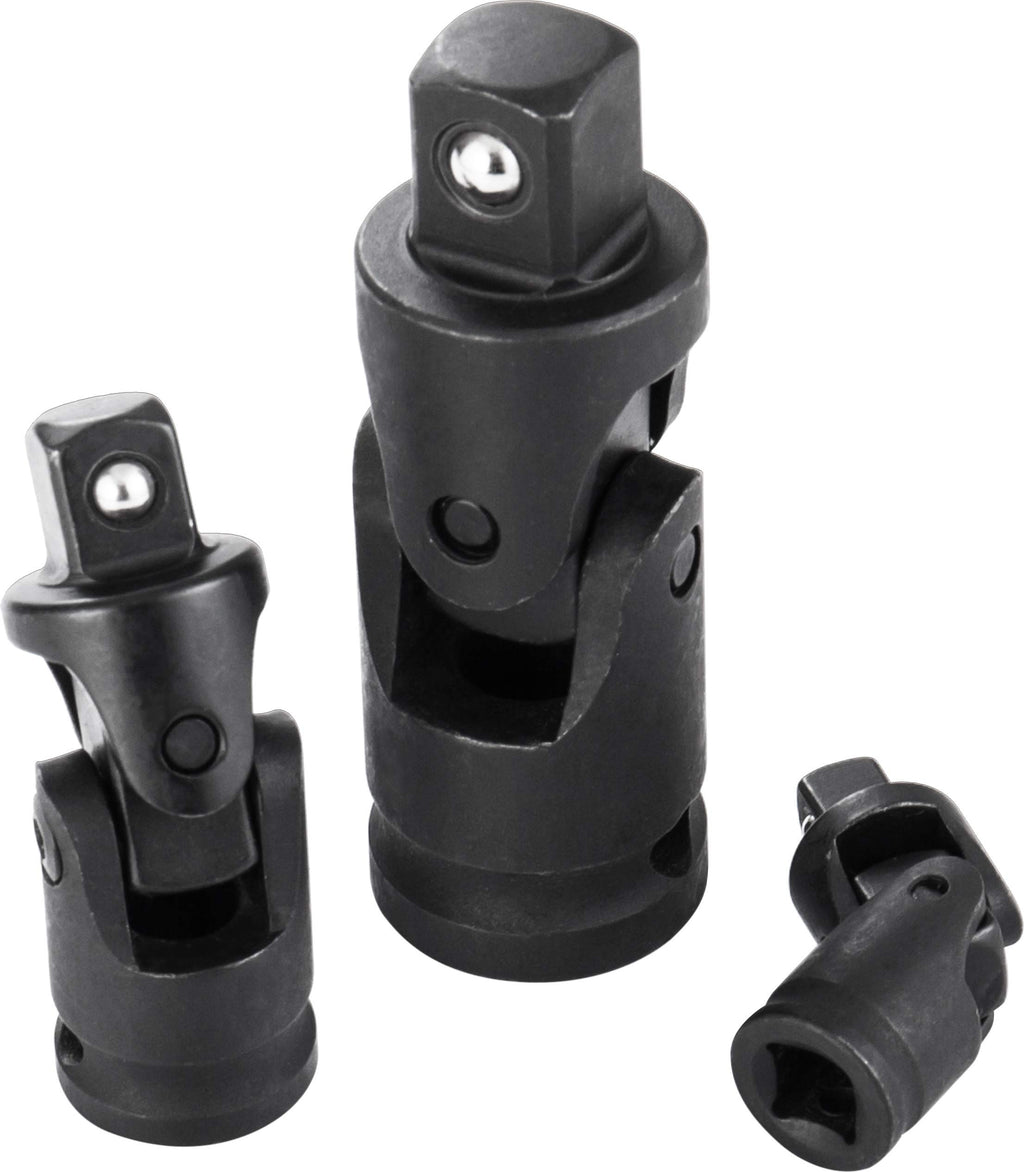 EPAuto Impact Universal 1/2", 3/8", and 1/4" Universal Joint Ball Spring Socket Swivel Set, Cr-V, 3 Pieces