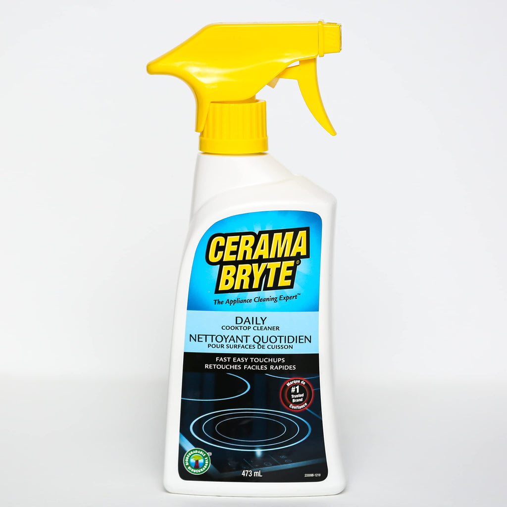 Cerama Bryte Glass Cooktop Cleaner Combo - Touchups Spray for ceramic stove top cleaner + scraper + microfiber pad