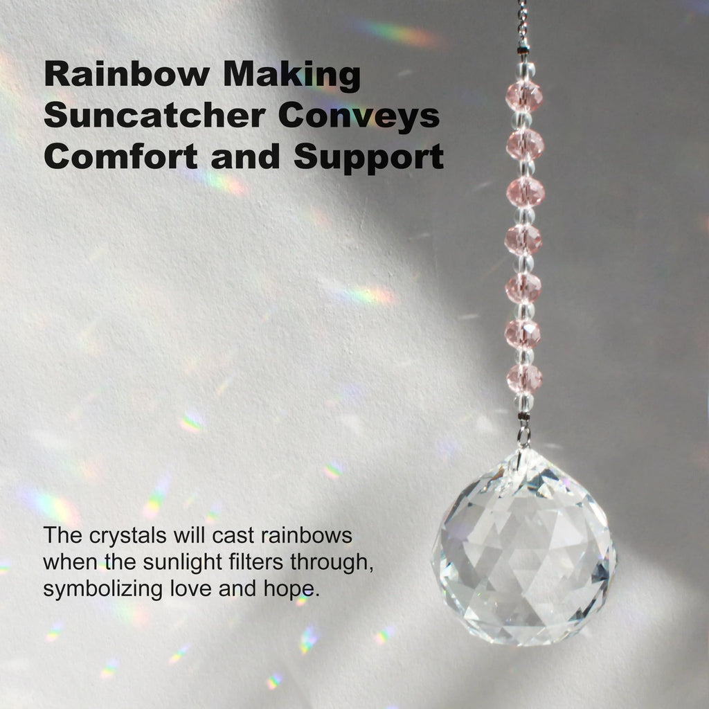 WOOWA Light by Your Side Sympathy Gifts for Loss of Loved One. Grief, Bereavement, Condolence, Sorry for Your Loss Gift. Crystal Rainbow Maker Suncatcher - Memory Rose