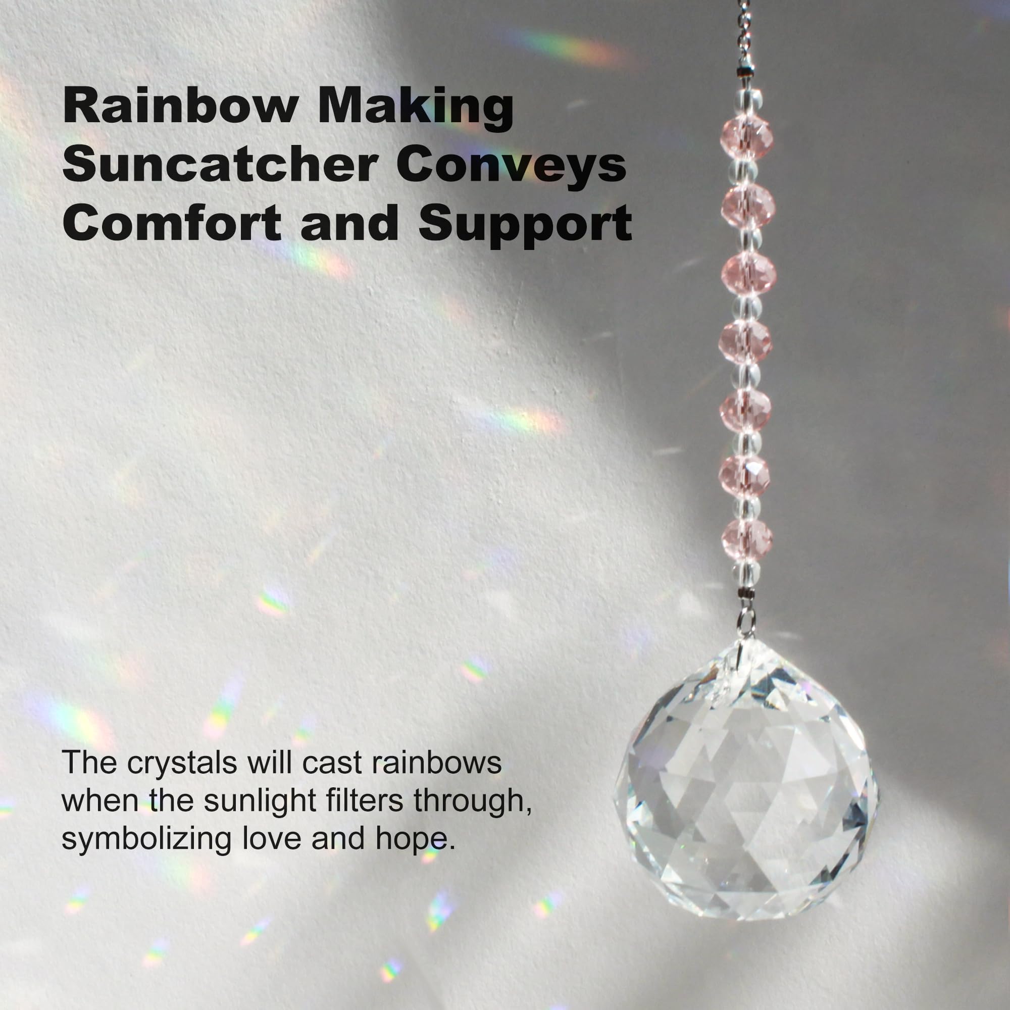 WOOWA Light by Your Side Sympathy Gifts for Loss of Loved One. Grief, Bereavement, Condolence, Sorry for Your Loss Gift. Crystal Rainbow Maker Suncatcher - Memory Rose