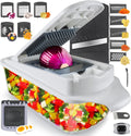 RüK Vegetable Chopper Slicer Onion Chopper Dicer, Multi 22-in-1 Veggie Mandoline Slicer Food Chopper Cutter for Tomato Fruit with Lemon Squeezer, E-Recipe, 11 Blades, Egg Separator & Slicer, Container