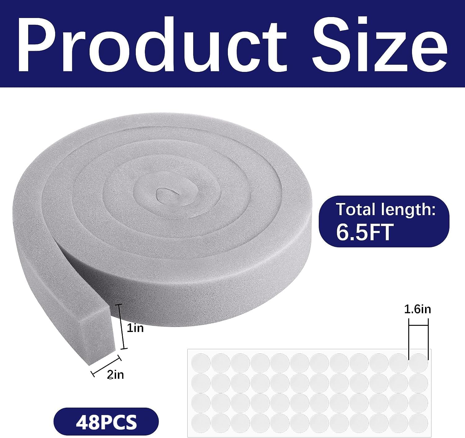 Tlswshsy 2Pcs Air Conditioner Foam Tape-2'' x 1'' x 6.5 Ft Foam Air Conditioner Weatherseal Tape- Non-Adhesive Foam Seal Strip with Glue Point for Air Conditioner Door Window Seal (Grey-2PCS)
