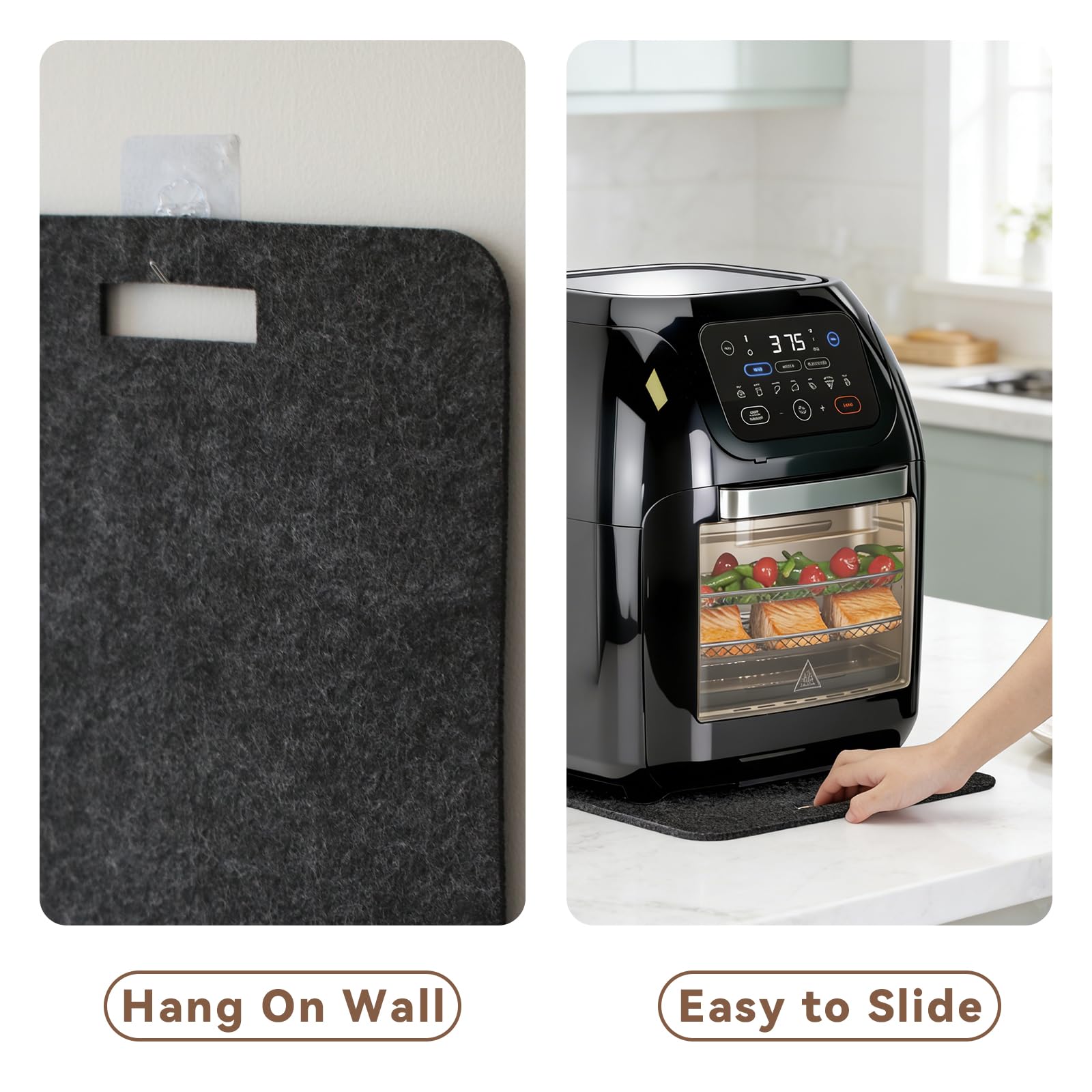 Heat Resistant Mat for Air Fryer with Sliding Function, 2 Pcs 12*14 in Heat Resistant Pad Sliding Caddy Countertop Protector Mat Compatible with Cosori Air Fryer 5 QT 5.8 Qt, Ninja Air Fryer